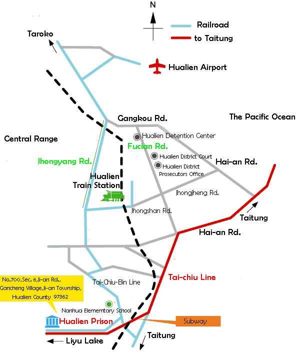 The map of Hualien Prison