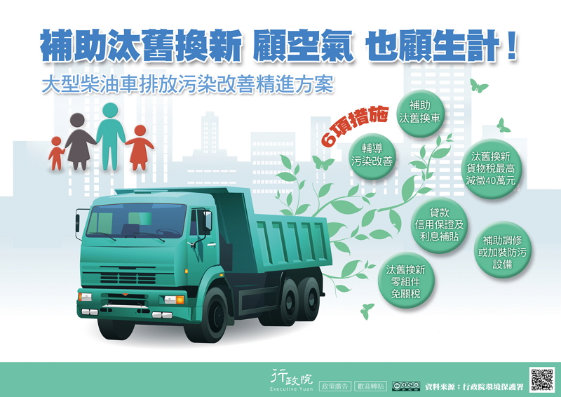 「大型柴油車排放污染改善精進方案」政策溝通電子海報。