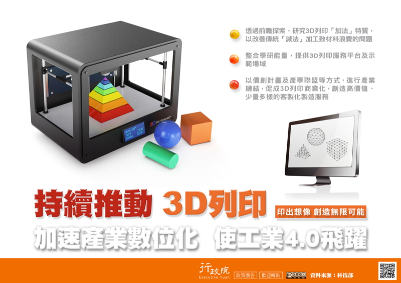 「持續推動3D列印」政策溝通電子海報。