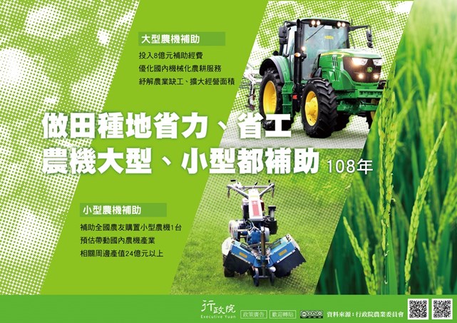 「補助農友購置大型、小型農機」政策溝通電子宣傳海報