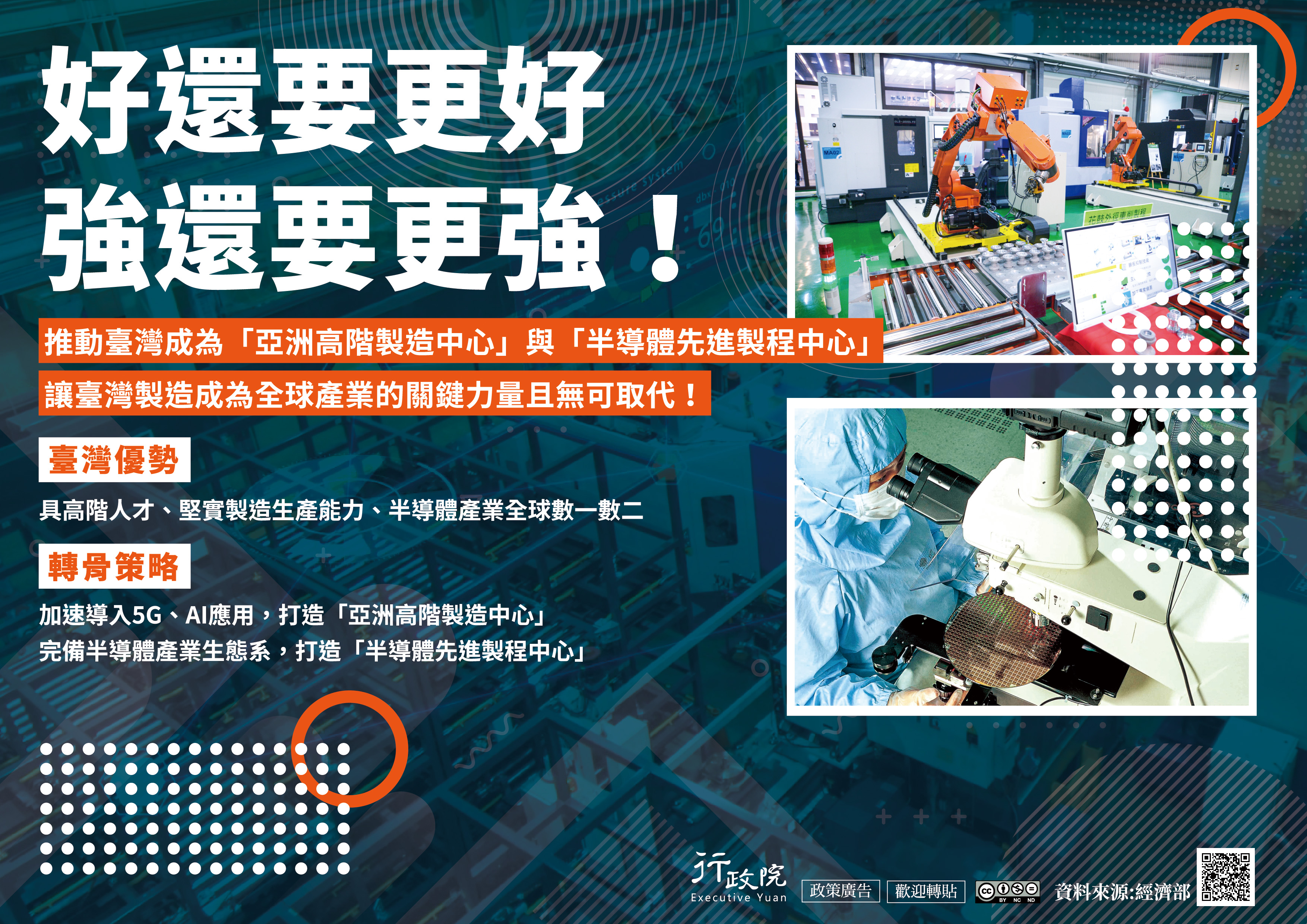 「推動臺灣成為『亞洲高階製造中心』與『半導體先進製程中心』」