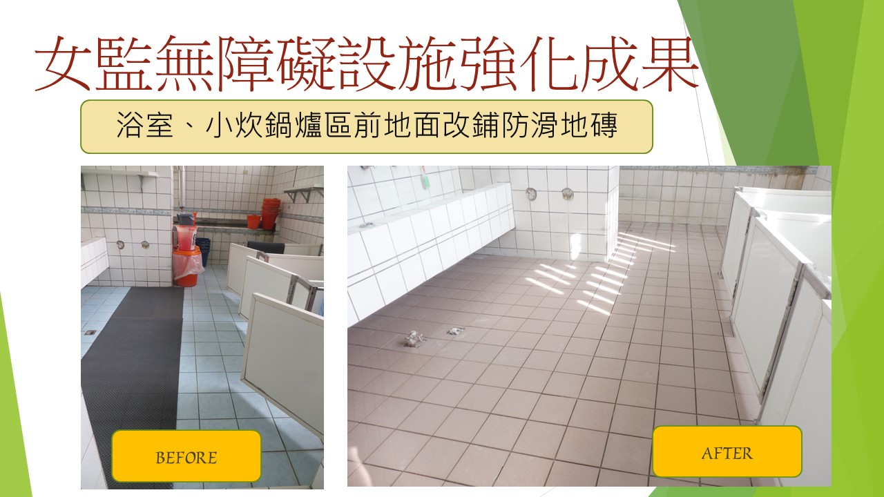 女監無障礙設施強化成果-浴室、小炊鍋爐區前地面改鋪防滑地磚-圖1-1
